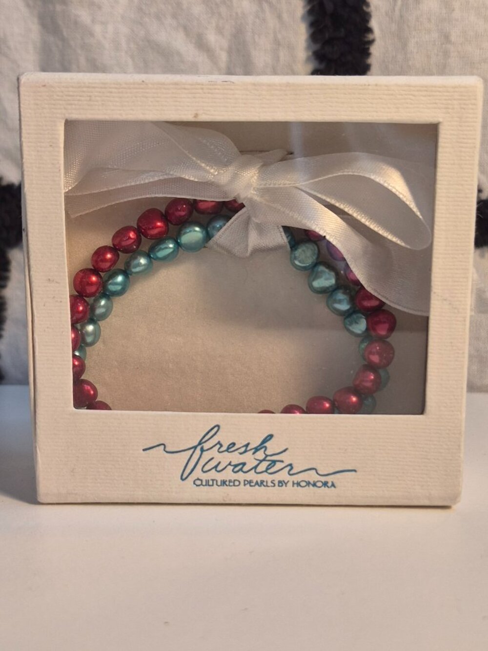 NEW in Box 2 Honora Freshwater Pearl Bracelets Deer Red + Vibrant Blue